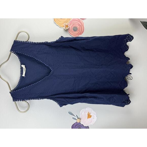 Porridge by Anthopologie Navy Scalloped Hem Sleeveless Tank - Size - Small - Picture 5 of 5